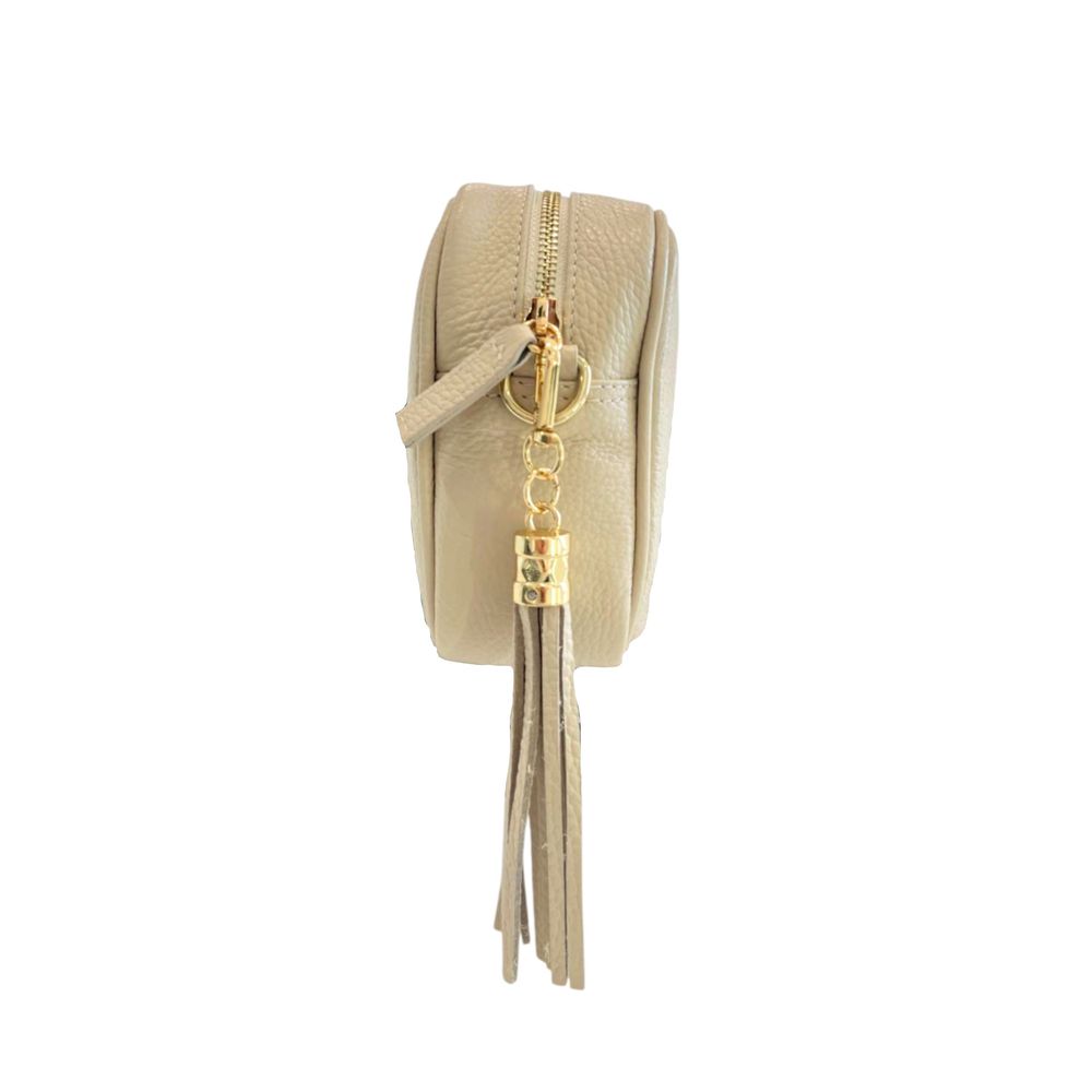Baldinini Trend Beige Cowhide Leather Women Crossbody Bag