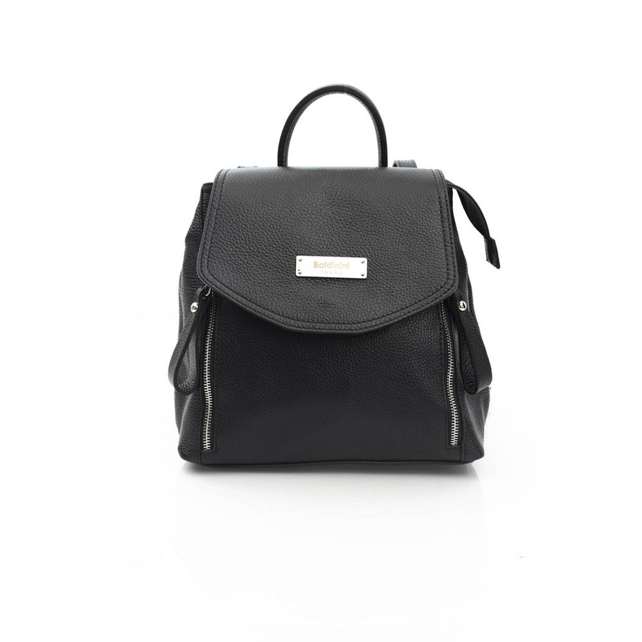 Baldinini Trend Black Leather Women Backpack