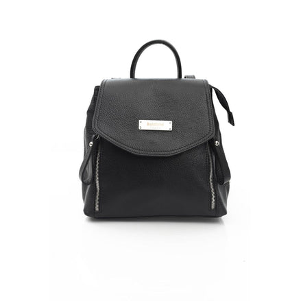 Baldinini Trend Black Leather Women Backpack