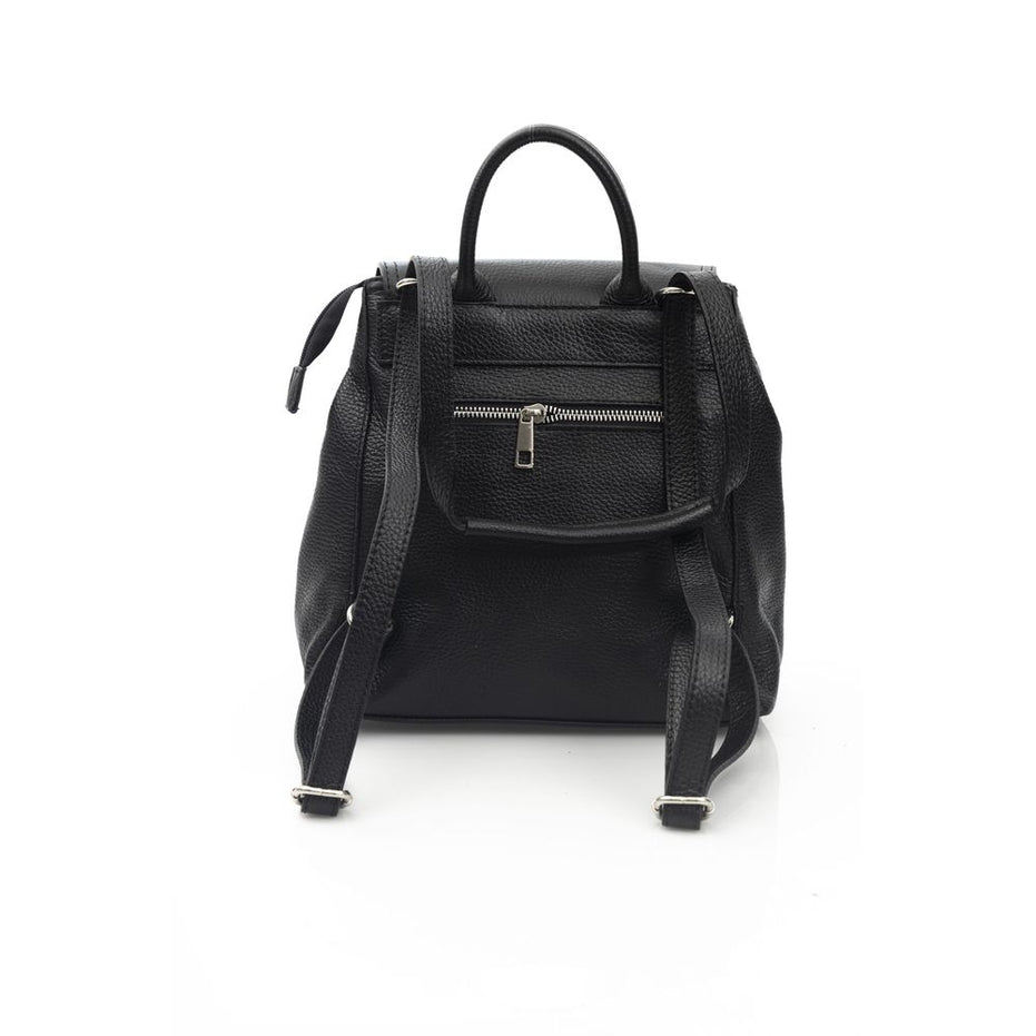 Baldinini Trend Black Leather Women Backpack