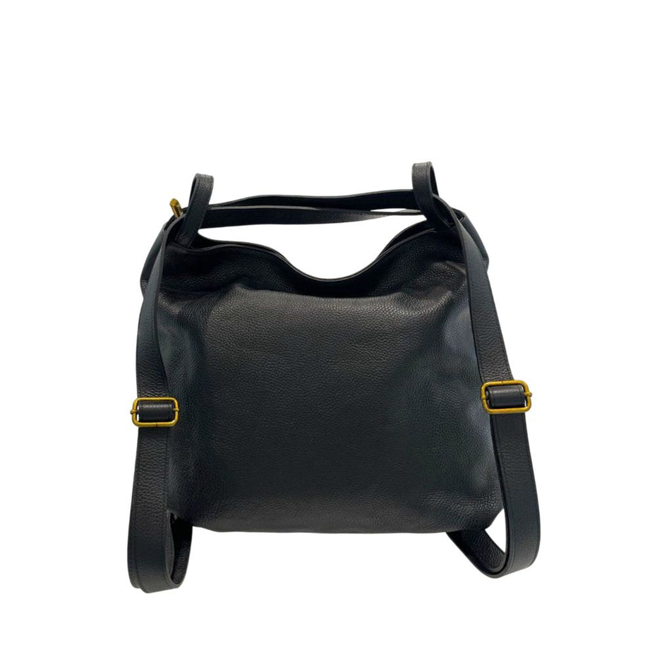 Baldinini Trend Black Leather Women Backpack