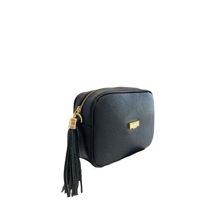 Baldinini Trend Black Cowhide Leather Women Crossbody