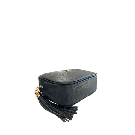 Baldinini Trend Black Cowhide Leather Women Crossbody