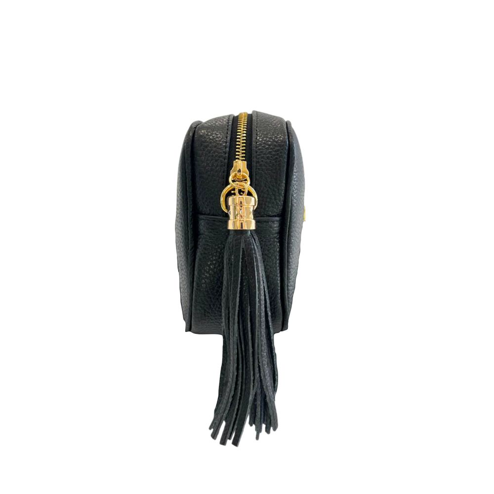 Baldinini Trend Black Cowhide Leather Women Crossbody