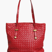 Bottega Veneta Red Intrecciato Leather Tote Bag