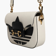 Gucci x Adidas Horsebit 1955 White Black Calfskin Leather Shoulder Bag