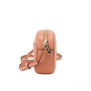 Michael Kors Jet Set Travel Medium Sherbert Leather Oval Camera Crossbody Bag