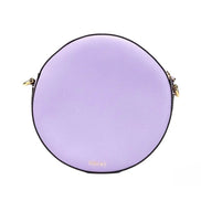 Versace Round Disco Lilac Pebbled Leather Camera Case Crossbody Bag Purse