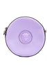 Versace Round Disco Lilac Pebbled Leather Camera Case Crossbody Bag Purse