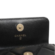 Chanel 19 Flap Coin Purse Quilted Leather Black Crossbody