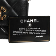 Chanel 19 Flap Coin Purse Quilted Leather Black Crossbody