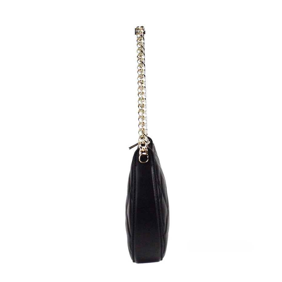 Τσάντα Χιαστί Kate Spade Carey Small Μαύρη Καπιτονέ Δερμάτινη με Φερμουάρ στο Πάνω Μέρος