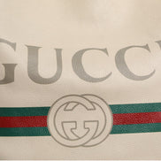 Gucci White Web Sherry Logo Print Tote Bag