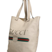 Gucci White Web Sherry Logo Print Tote Bag