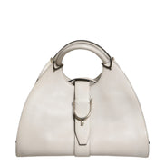 Gucci White Leather Stirrup Top Handle Bag