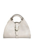 Gucci White Leather Stirrup Top Handle Bag