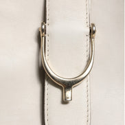 Gucci White Leather Stirrup Top Handle Bag