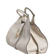 Gucci White Leather Stirrup Top Handle Bag