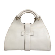 Gucci White Leather Stirrup Top Handle Bag
