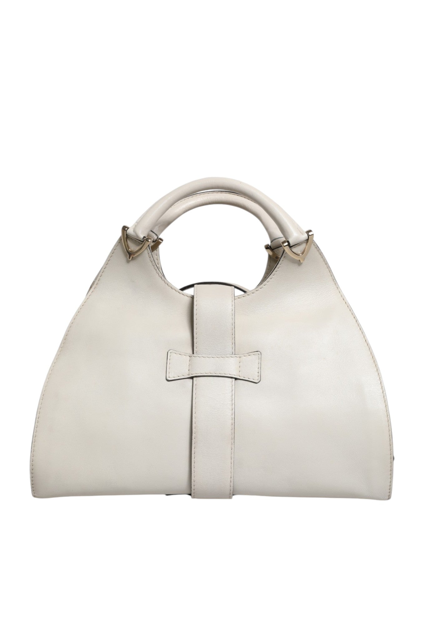 Gucci White Leather Stirrup Top Handle Bag