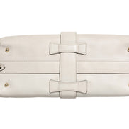 Gucci White Leather Stirrup Top Handle Bag