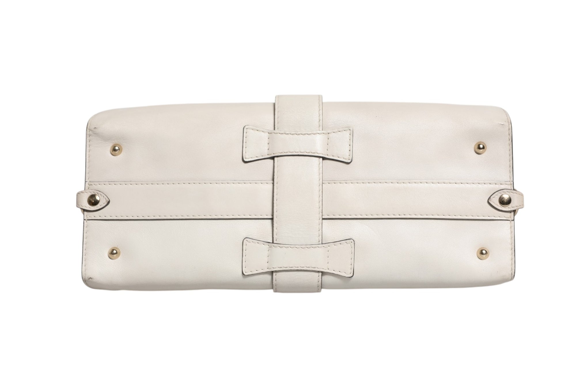 Gucci White Leather Stirrup Top Handle Bag