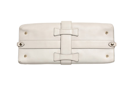 Gucci White Leather Stirrup Top Handle Bag