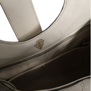 Gucci White Leather Stirrup Top Handle Bag