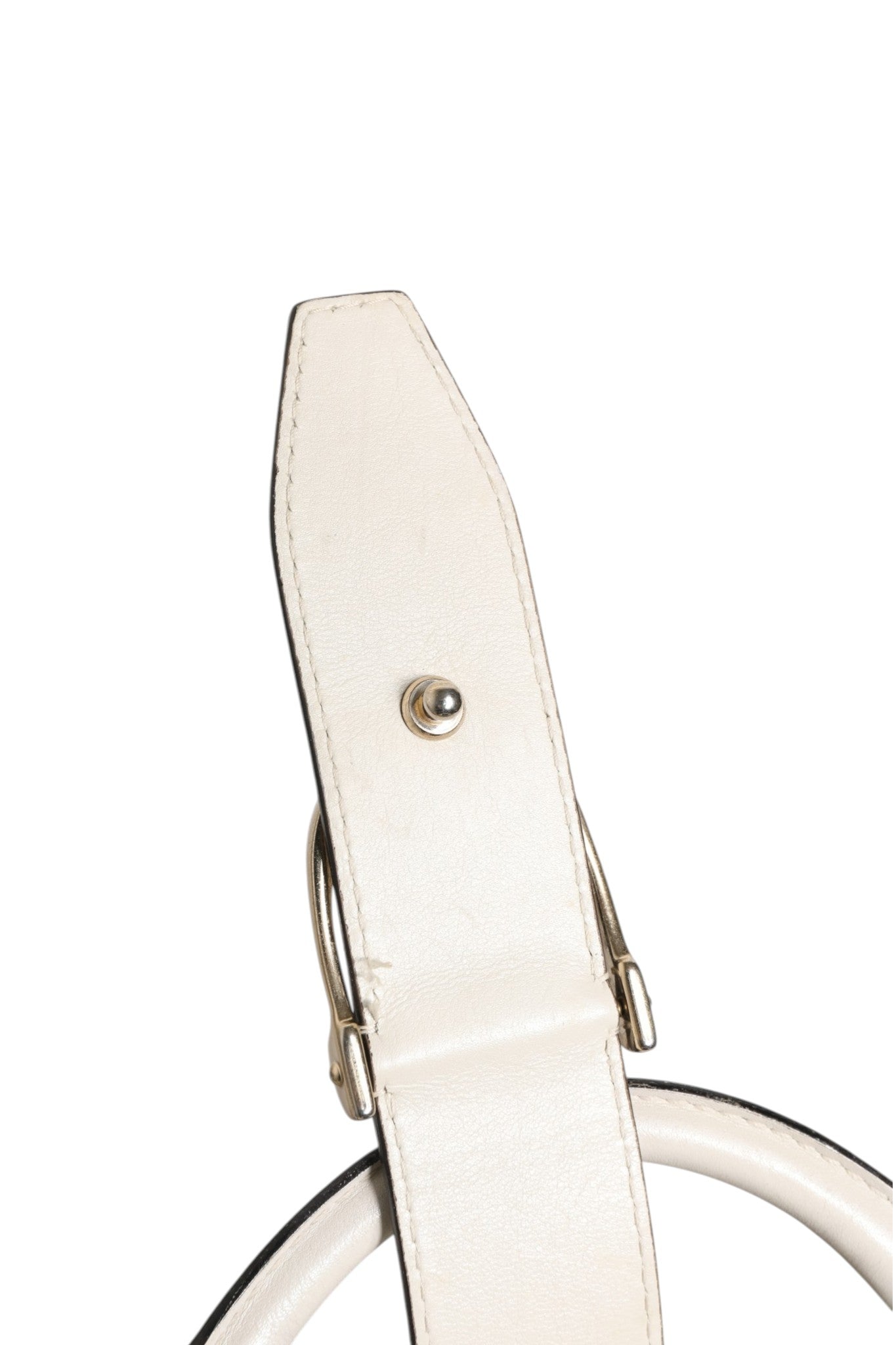 Gucci White Leather Stirrup Top Handle Bag