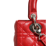 Christian Dior Red Cannage Lambskin Leather Lady Dior Bag