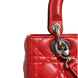Christian Dior Κόκκινη Τσάντα Lady Dior από Δέρμα Αρνιού με Καπιτονέ Σχέδιο Cannage