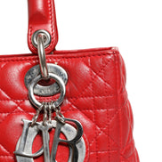 Christian Dior Red Cannage Lambskin Leather Lady Dior Bag