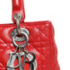 Christian Dior Κόκκινη Τσάντα Lady Dior από Δέρμα Αρνιού με Καπιτονέ Σχέδιο Cannage