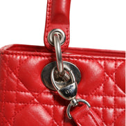 Christian Dior Red Cannage Lambskin Leather Lady Dior Bag