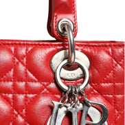 Christian Dior Red Cannage Lambskin Leather Lady Dior Bag