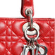 Christian Dior Κόκκινη Τσάντα Lady Dior από Δέρμα Αρνιού με Καπιτονέ Σχέδιο Cannage
