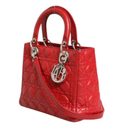 Christian Dior Red Cannage Lambskin Leather Lady Dior Bag