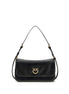 PINKO Black Calf Leather Bos Taurus Shoulder Bag