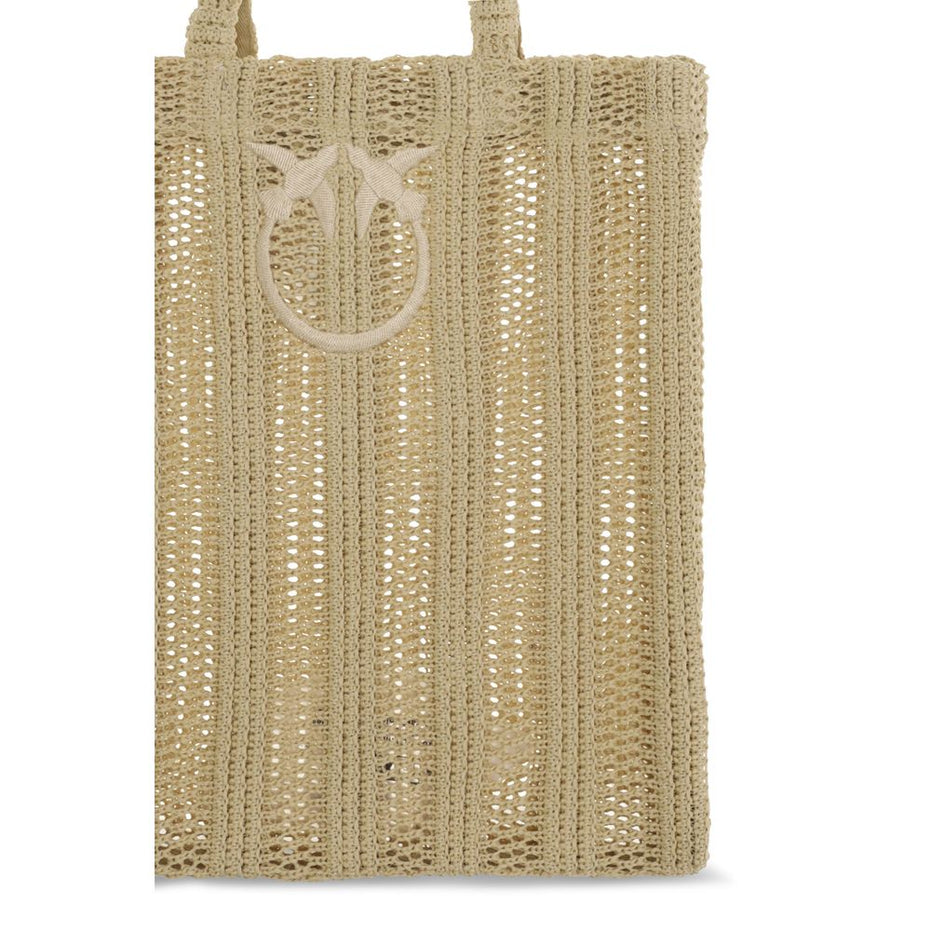 PINKO Beige Raffia Shoulder Bag