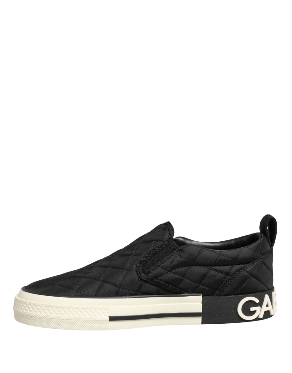 Dolce & Gabbana Μαύρα Παπούτσια Sneakers Χαμηλά με Καπιτονέ Επένδυση Χωρίς Κορδόνια