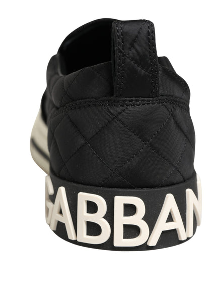 Dolce & Gabbana Black Quilted Slip On Low Top Sneakers Shoes