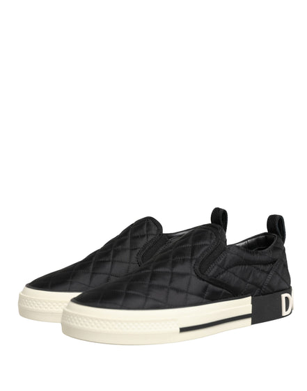 Dolce & Gabbana Black Quilted Slip On Low Top Sneakers Shoes