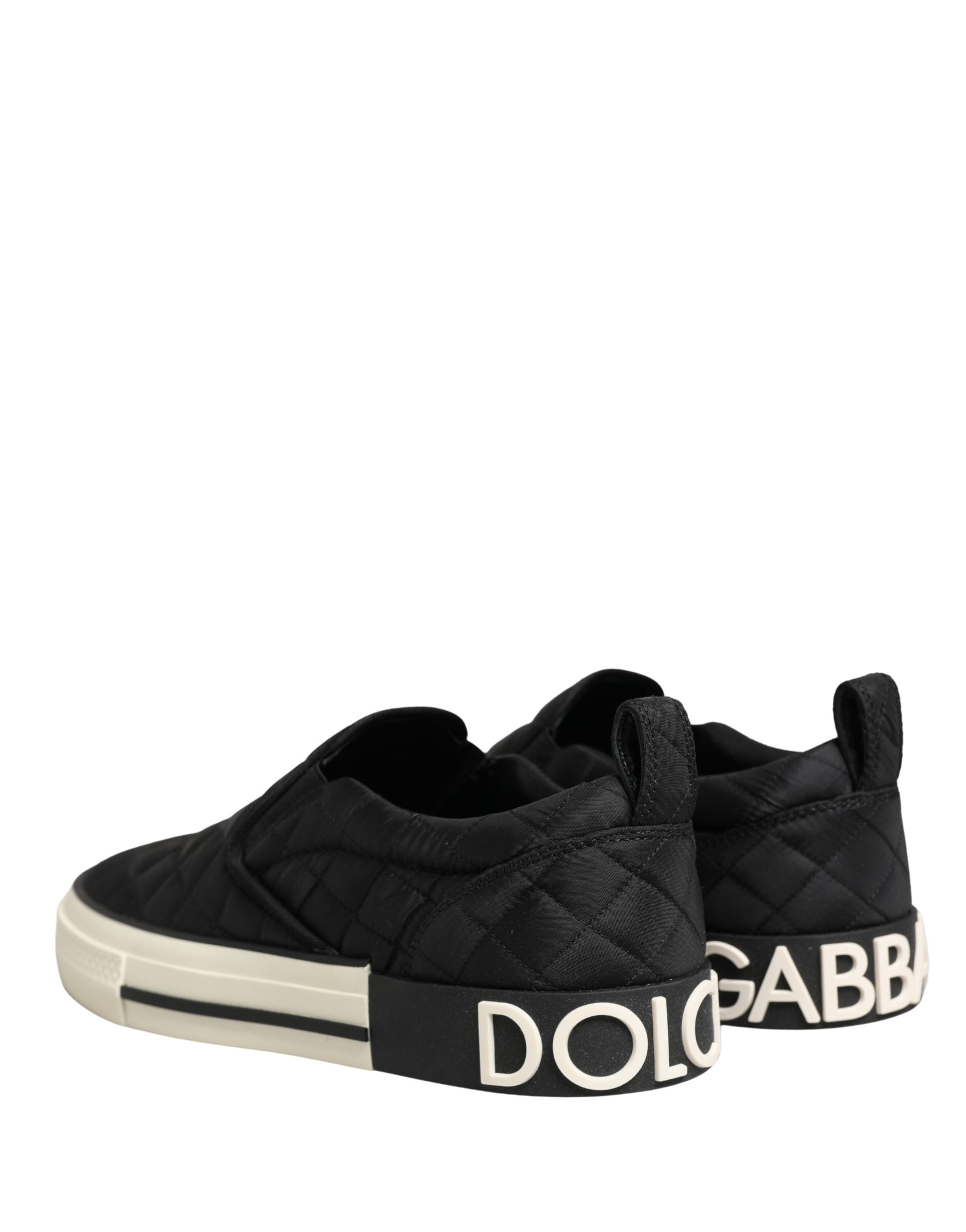 Dolce & Gabbana Μαύρα Παπούτσια Sneakers Χαμηλά με Καπιτονέ Επένδυση Χωρίς Κορδόνια