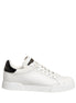 Dolce & Gabbana White Black Portofino Leather Sneakers Shoes