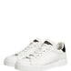 Dolce & Gabbana White Black Portofino Leather Sneakers Shoes