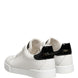 Dolce & Gabbana White Black Portofino Leather Sneakers Shoes