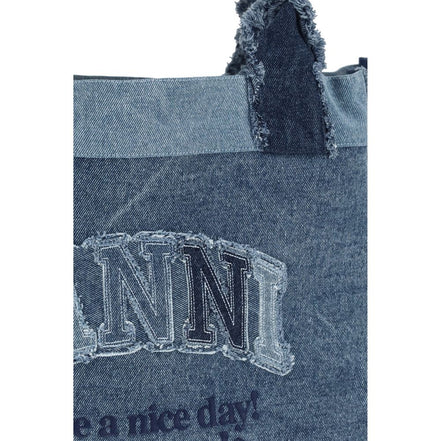 Ganni Blue Cotton Shoulder Bag