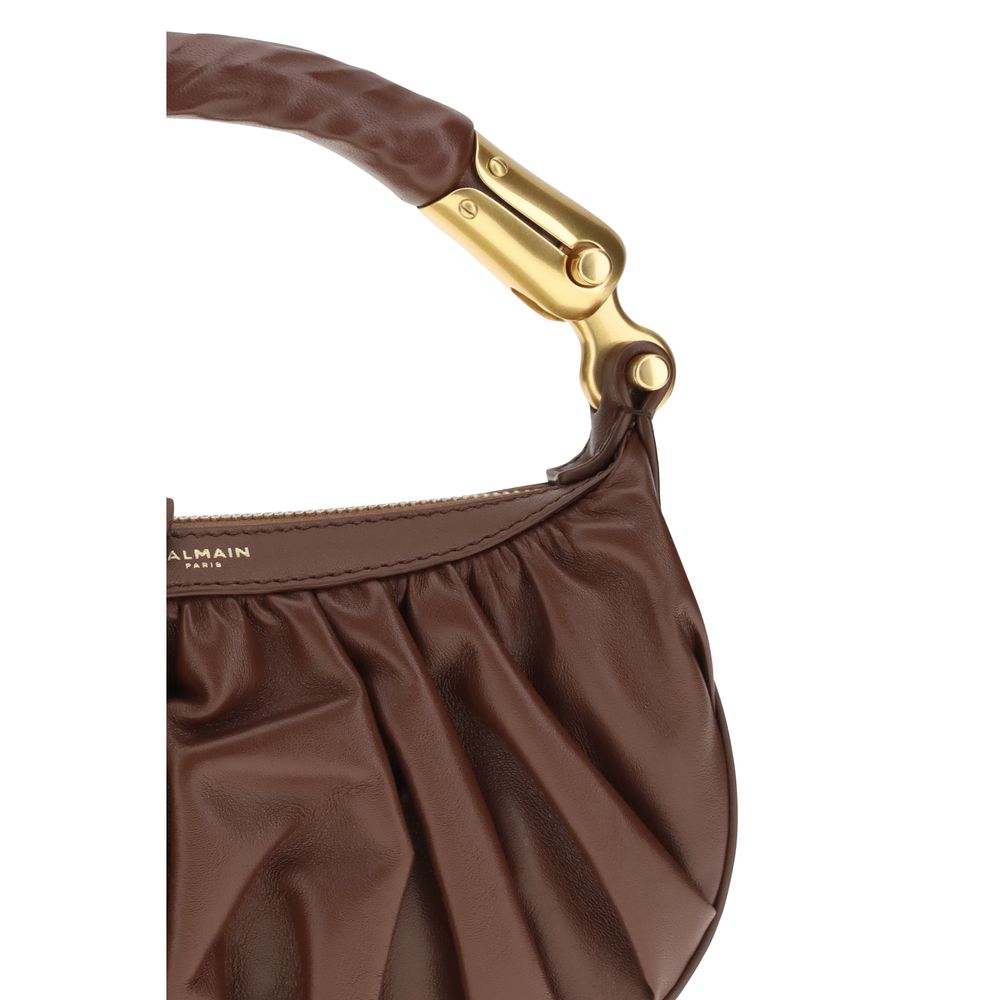 Balmain Brown Calf Leather Bos Taurus Shoulder Bag