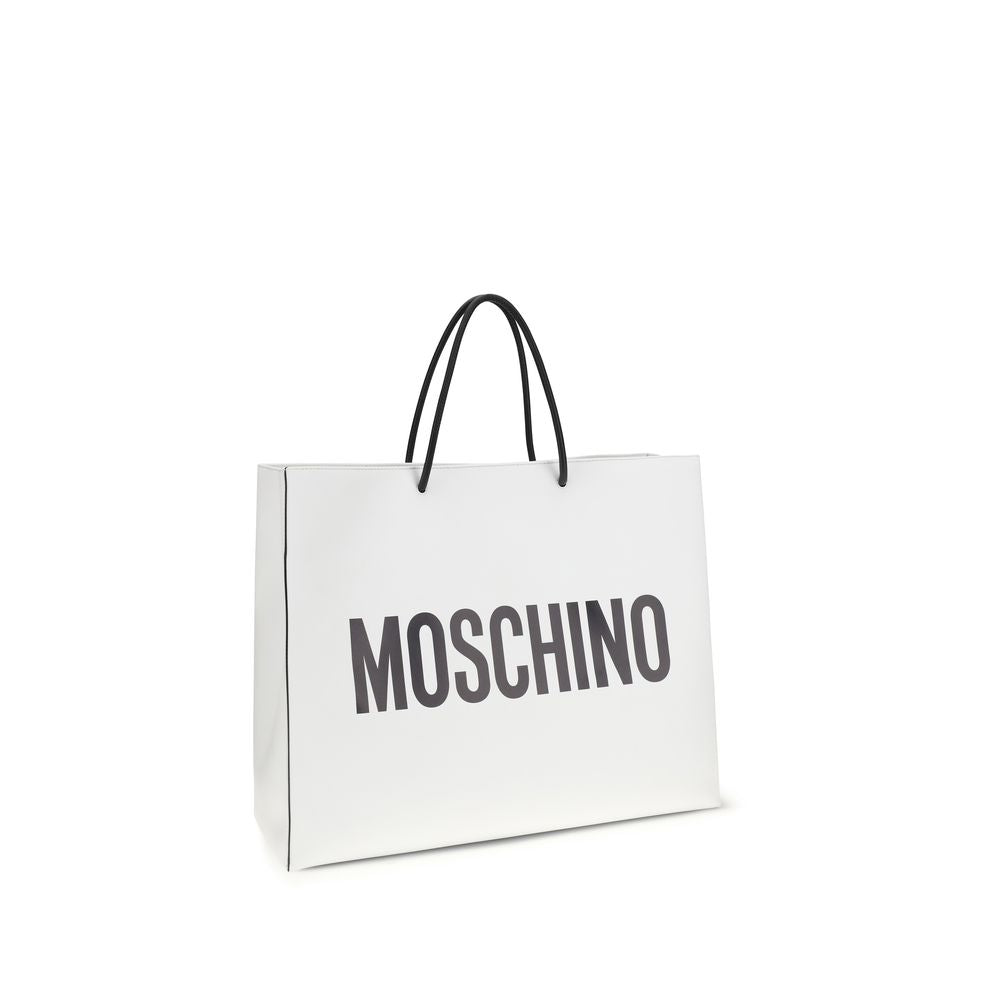 Moschino White Calf Leather Bos Taurus Shoulder Bag