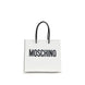 Moschino Λευκή Δερμάτινη Τσάντα Χειρός από Δέρμα Μοσχαριού Bos Taurus